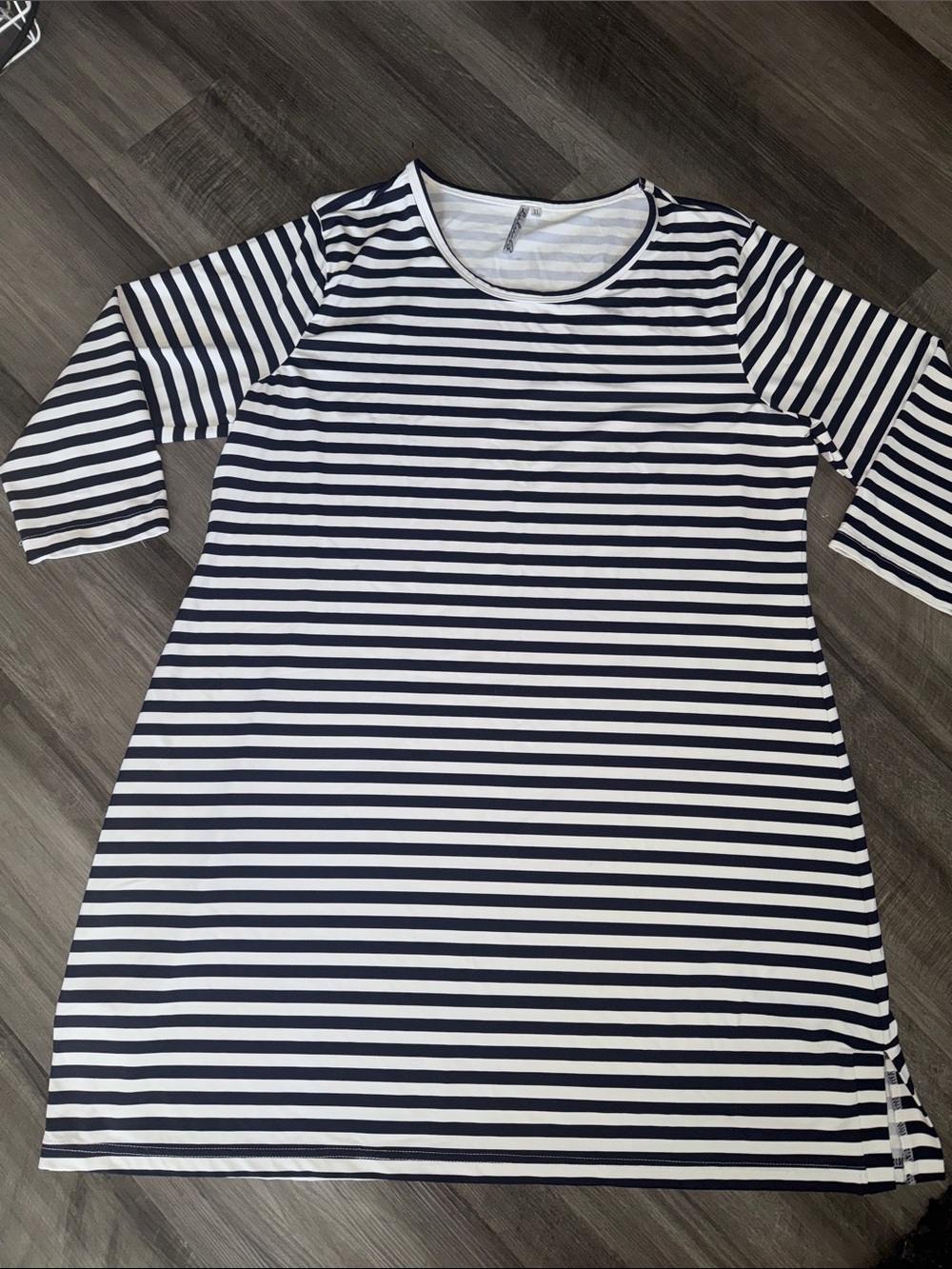 Lulu-B XL dress navy blue white striped resort wear stretch womens short mini